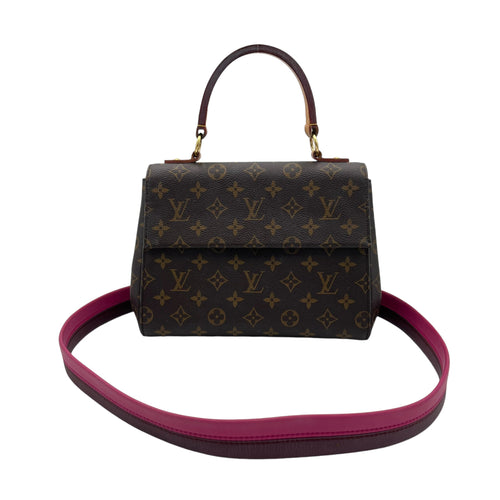 Cluny Top Handle Bag Brown in Monogram Coated Canvas, Gold hardware