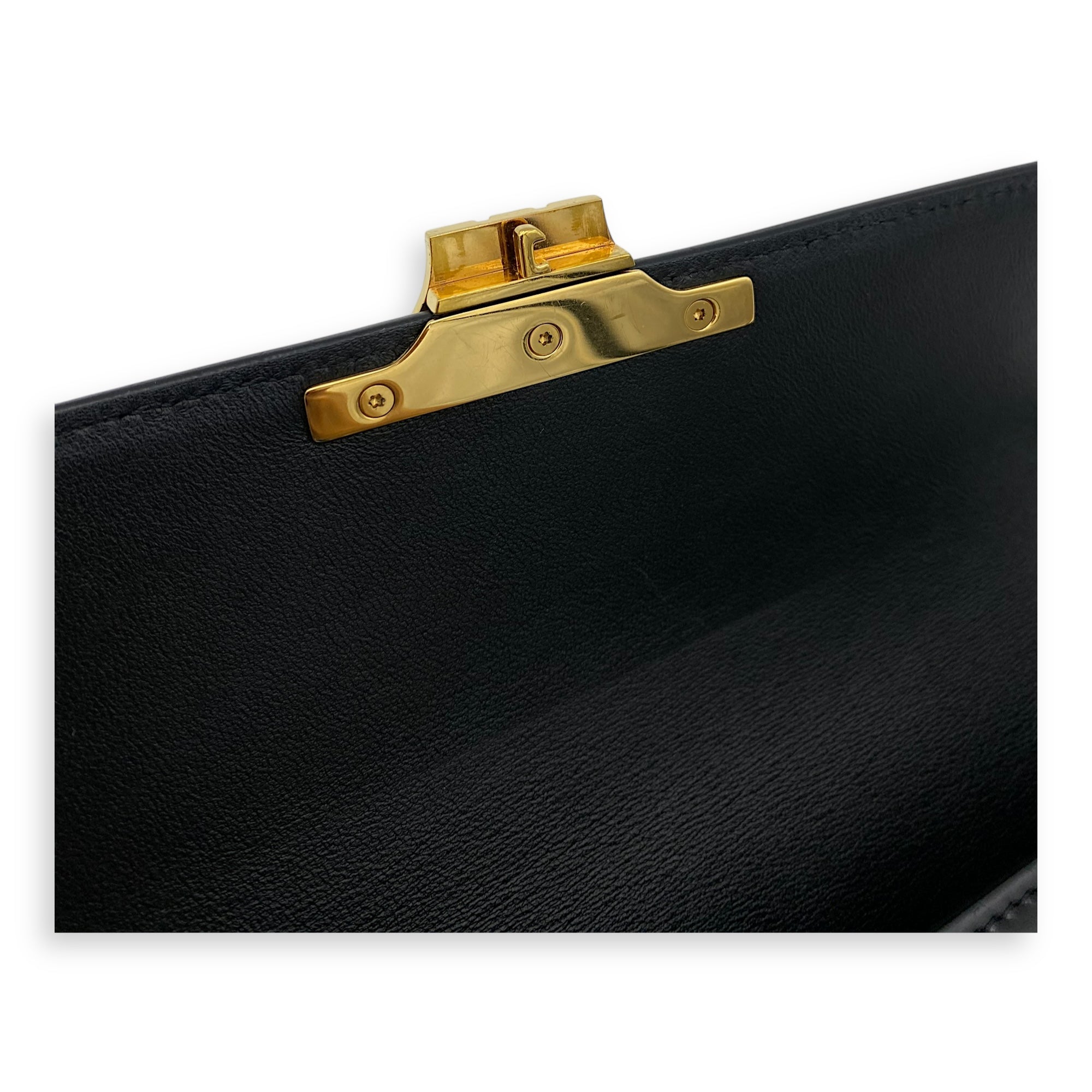 Triomphe Claude Black Shoulder Bag in Calfskin, Gold hardware