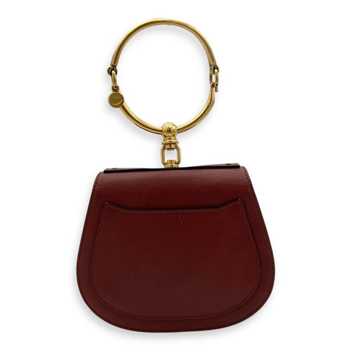 Nile Red Top Handle Bag in Calfskin, Gold hardware