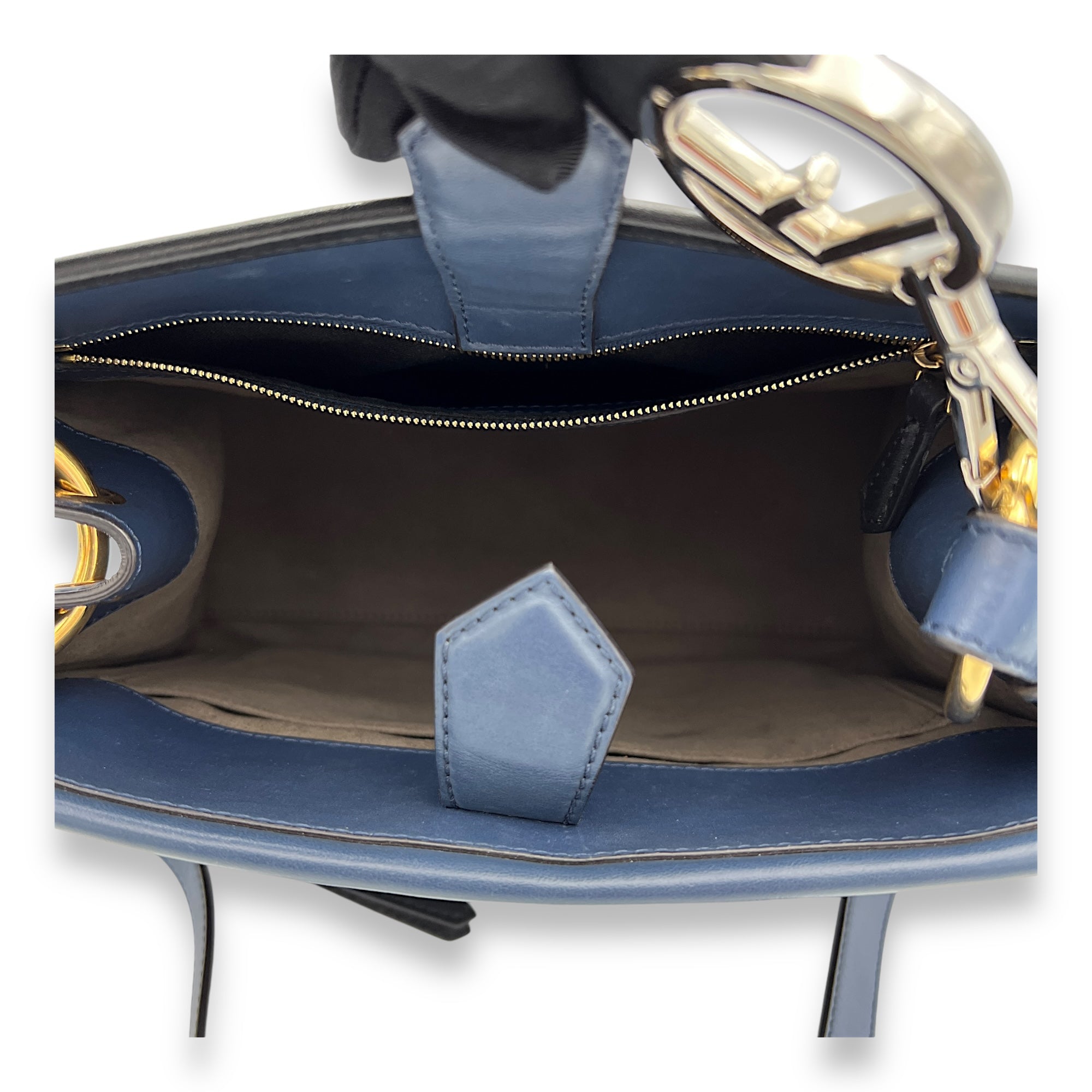 Runaway Top Handle Bag Blue in Calfskin, Gold hardware