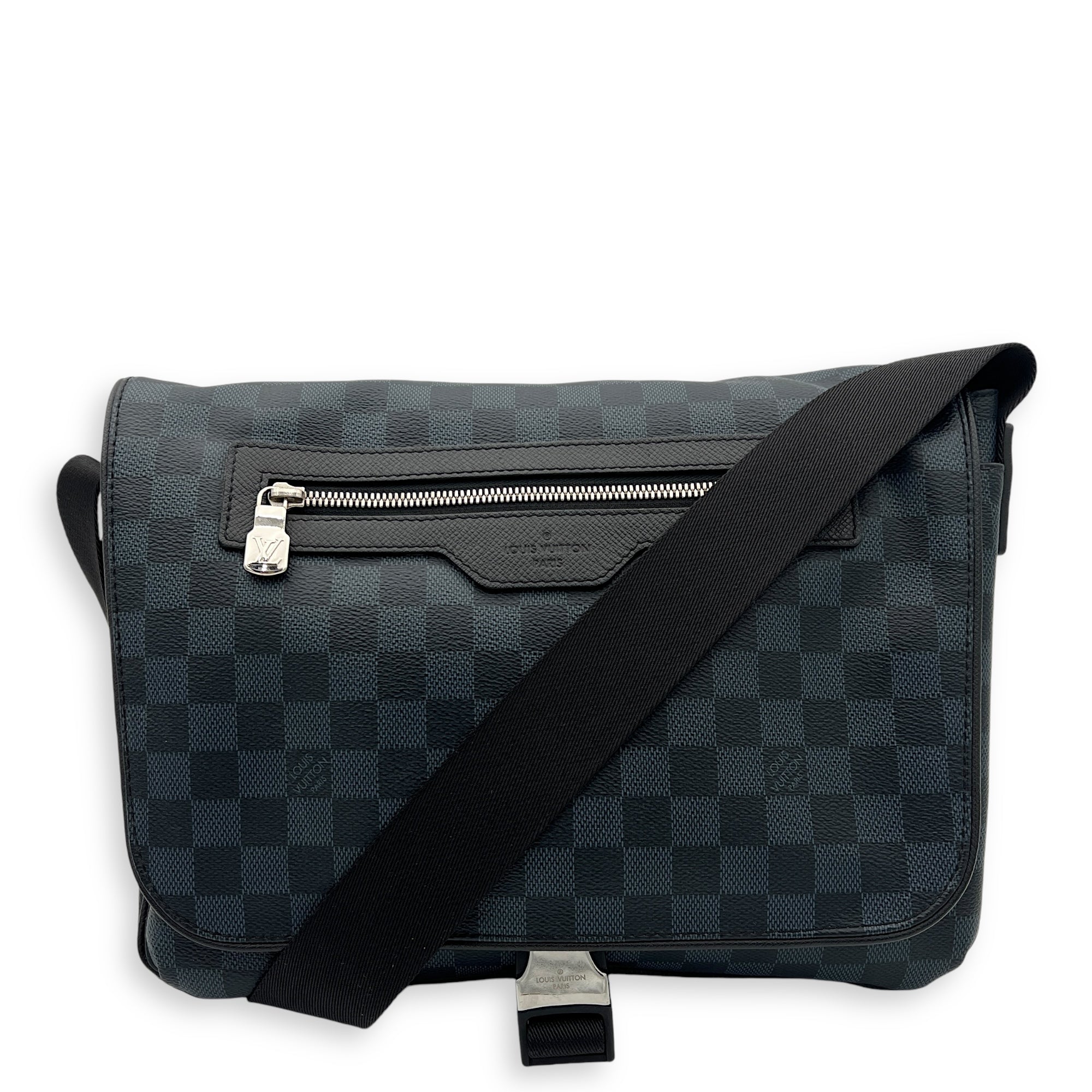 Match Point Messenger Cobalt Damier in Coated Canvas, Silver hardware