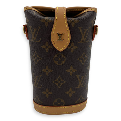 Fold Me Brown Crossbody Bag in Monogram Coated Canvas, Gold hardware