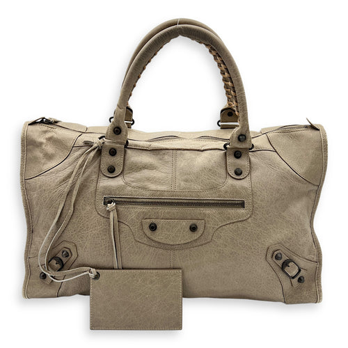 Work Top Handle Bag Brown in Distressed Leather, Gunmetal hardware