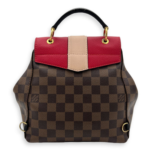 Clapton Backpack Damier Ebene in Coated Canvas, Gold hardware