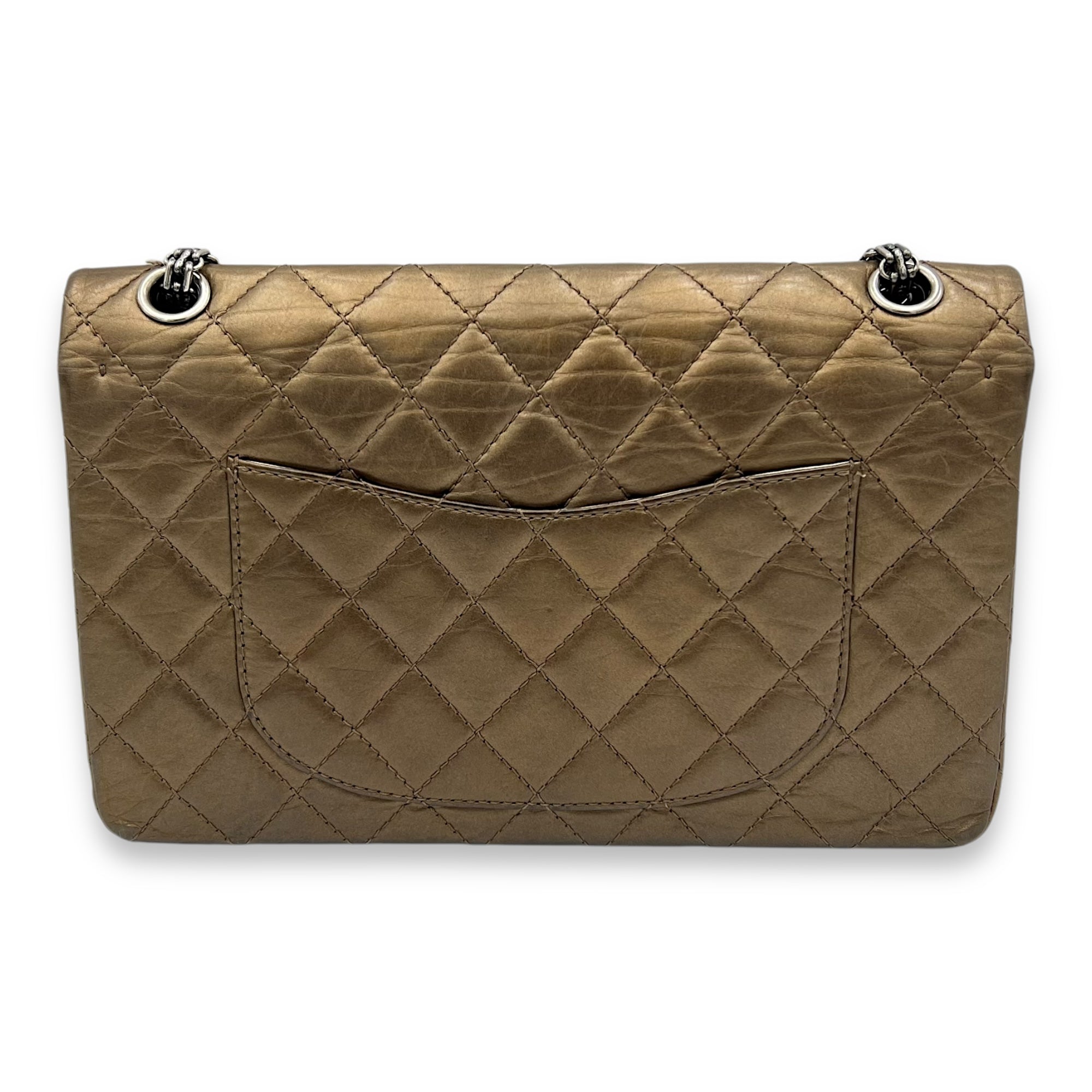 Chanel 2.55 226 Gold Shoulder Bag in Calfskin, Silver hardware_2