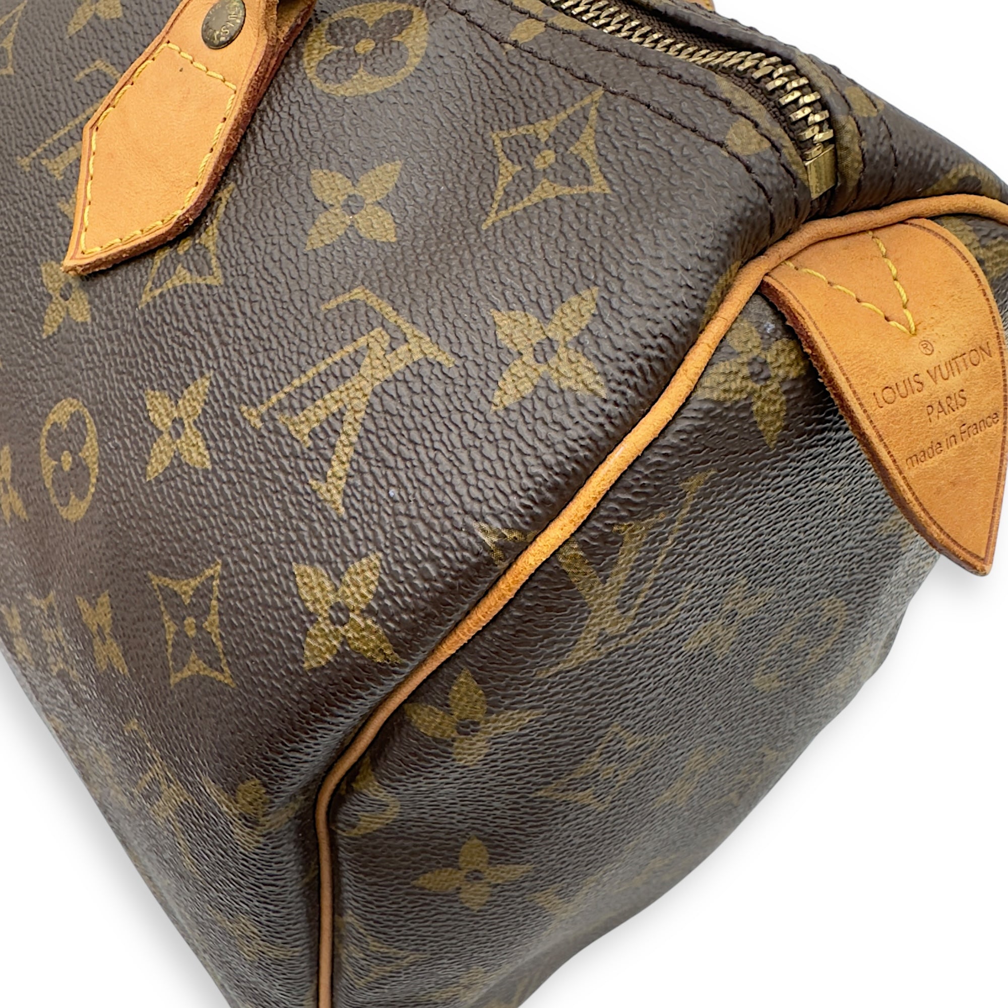 Louis Vuitton Speedy 30 Brown Top Handle Bag in Monogram Coated Canvas, Gold hardware_20