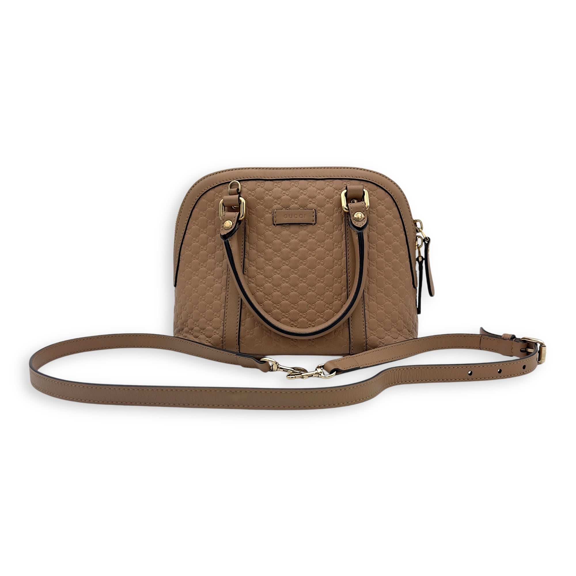 Gucci Dome Top Handle Bag Beige in Calfskin, Gold hardware_16