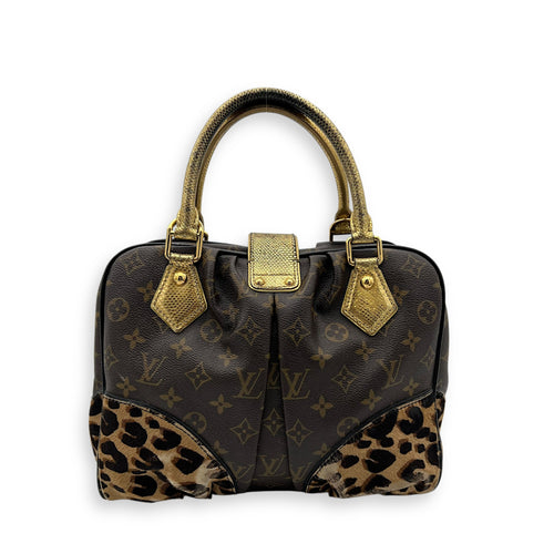 Louis Vuitton Leopard Top Handle Bag MM Gold in Canvas, Gold hardware_2