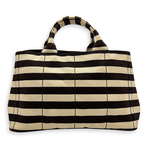 Prada Canapa Top Handle Bag Brown in Canvas, Gold hardware_2