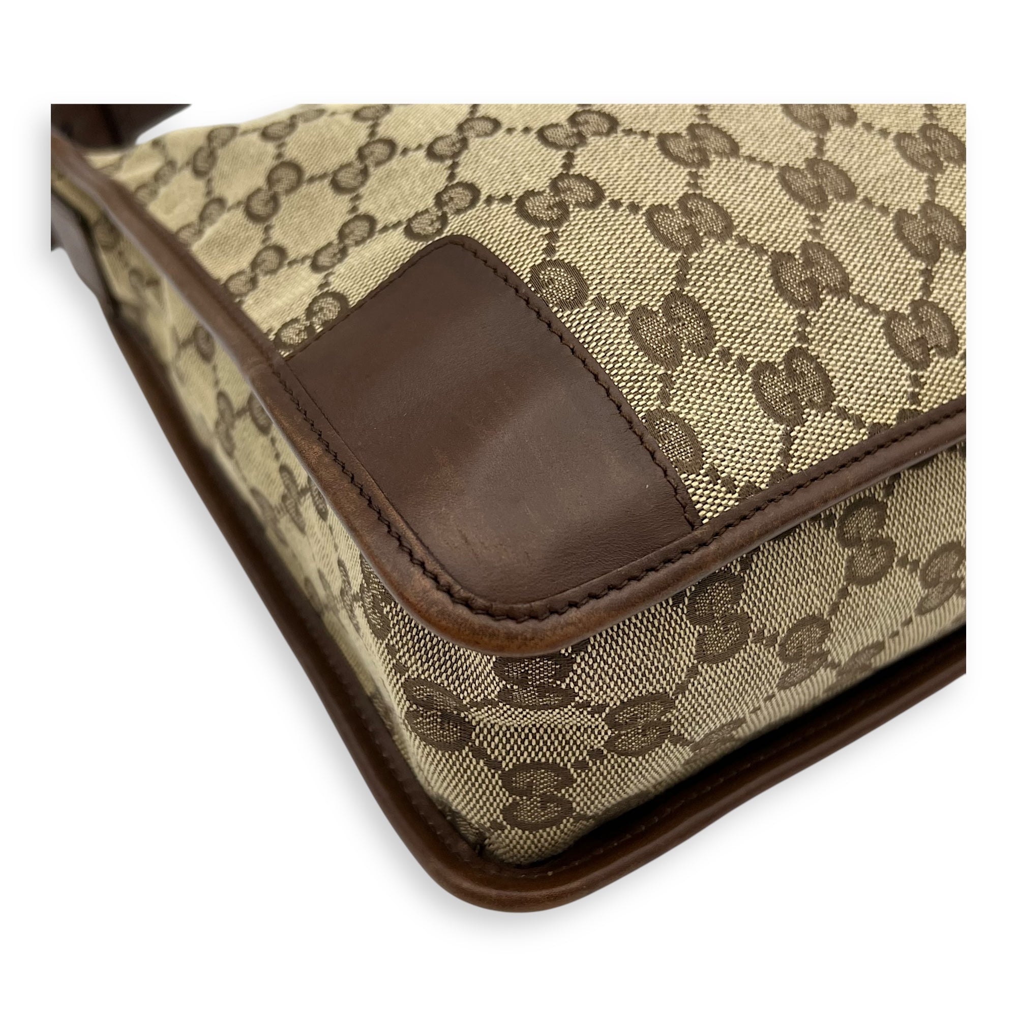 Gucci GG Shoulder Bag Brown in Canvas, Silver hardware_9