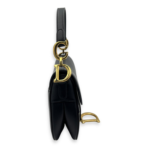 Christian Dior Saddle Mini Black Shoulder Bag in Calfskin, Gold hardware_4