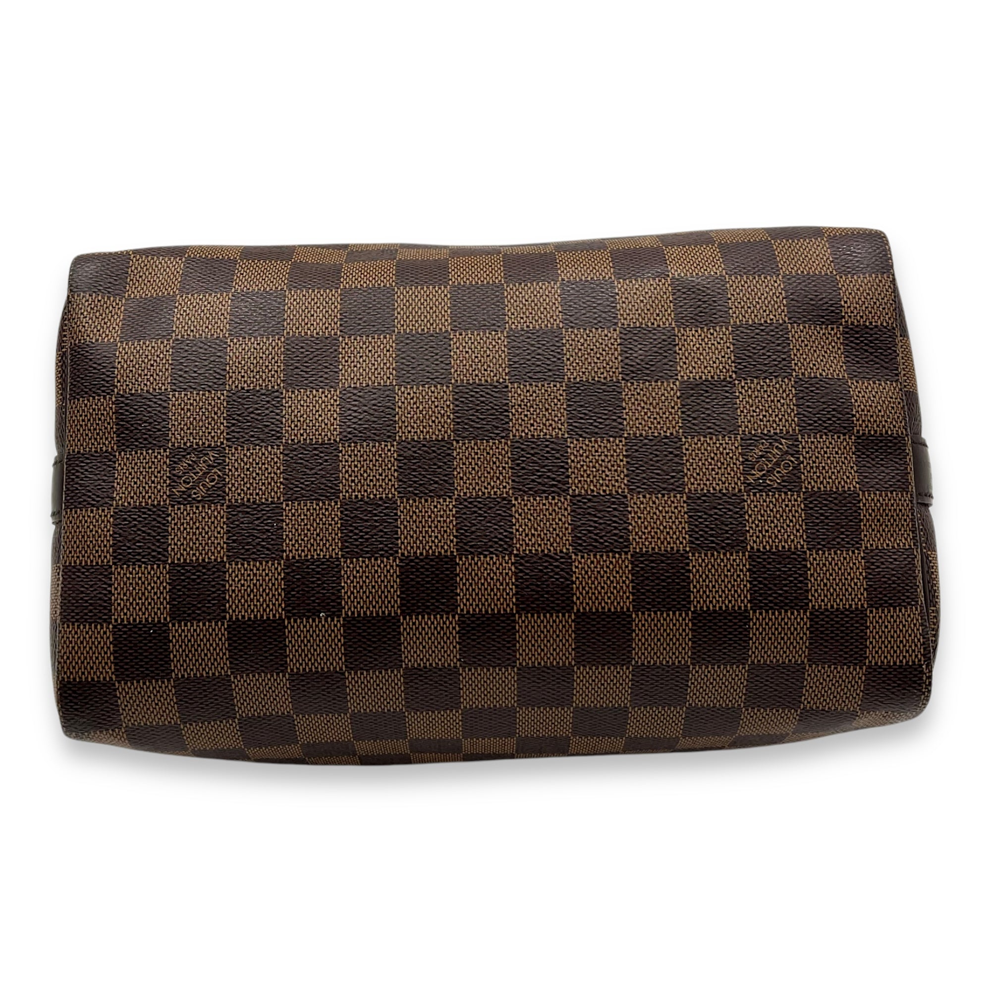 Louis Vuitton Speedy Bandouliere 25 Damier Ebene Top Handle Bag in Coated Canvas, Gold hardware_5