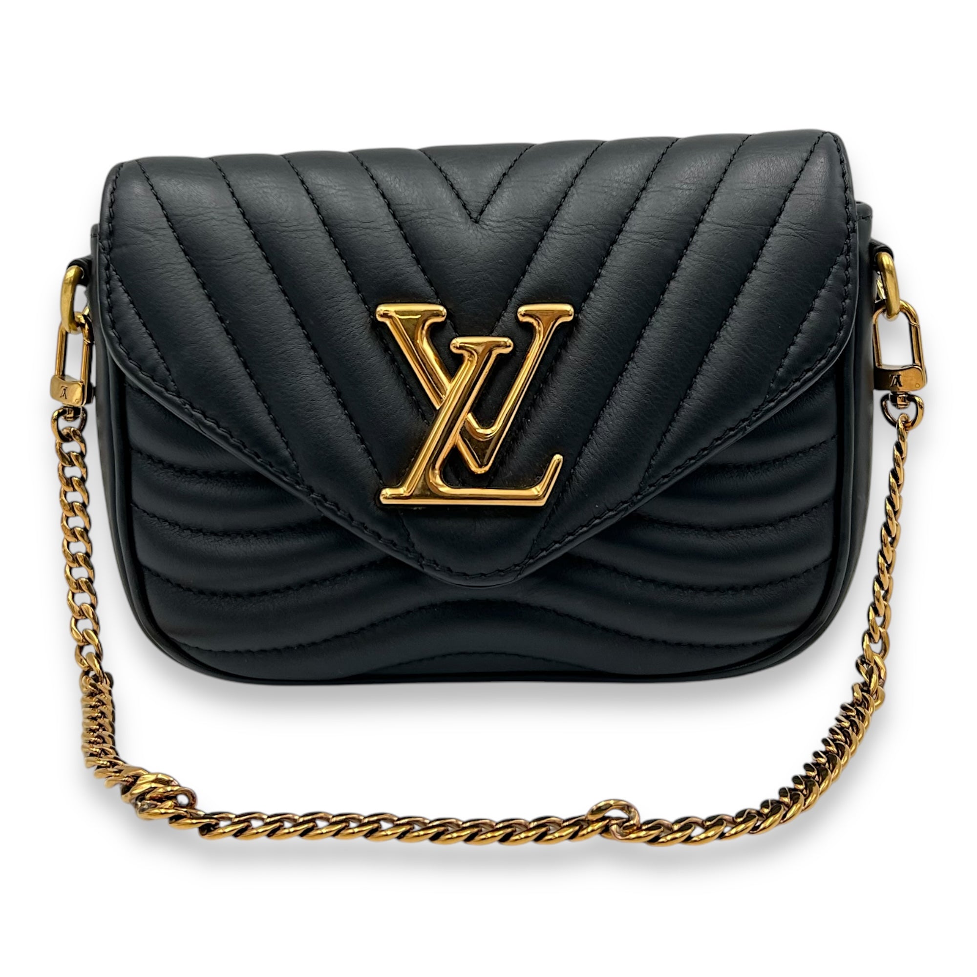 Louis Vuitton New Wave Multi Pochette Black Shoulder Bag in Calfskin, Gold hardware_9