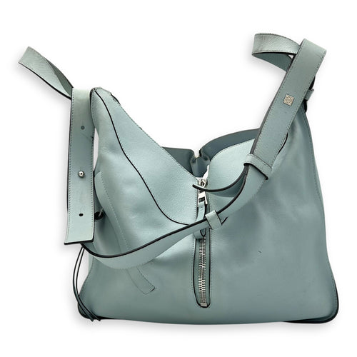 Loewe Hammock Medium Blue Top Handle Bag in Calfskin, Silver hardware_20