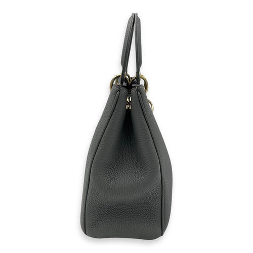 Christian Dior Diorissimo Top Handle Bag Grey in Calfskin, Gold hardware_3