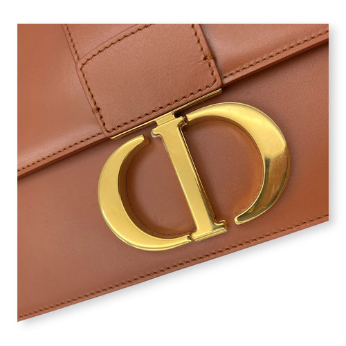 Christian Dior Montaigne Shoulder Bag Medium Brown in Calfskin, Gold hardware_24