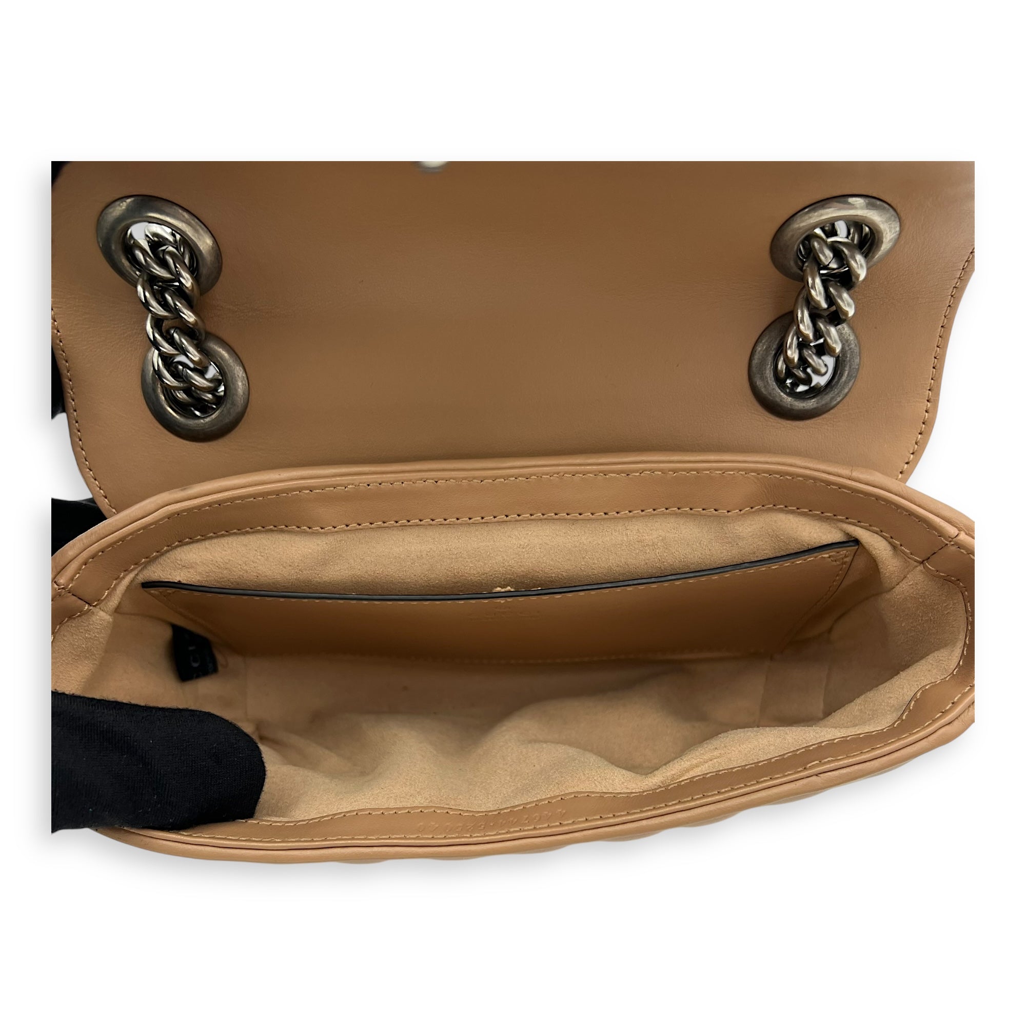 Gucci GG Marmont Crossbody Bag Small Brown in Calfskin, Silver hardware_6