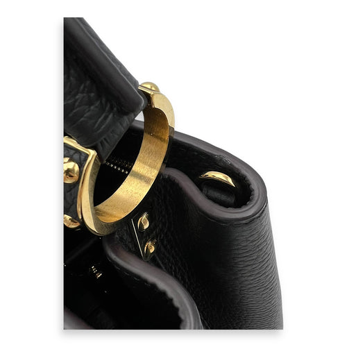 Louis Vuitton Capucines Top Handle Bag MM Black in Taurillon Leather, Gold hardware_9