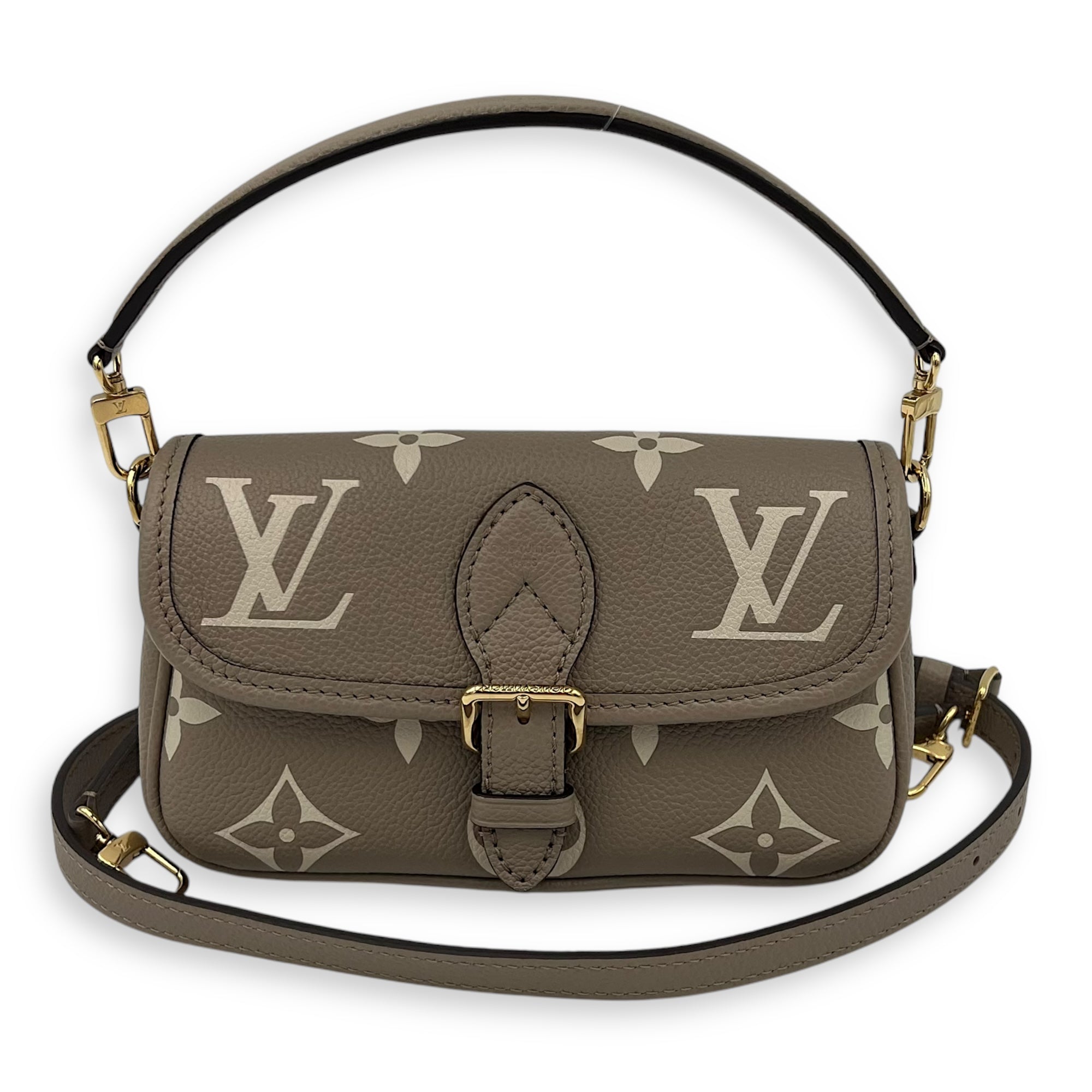 Louis Vuitton Diane Crossbody Bag Nano Beige in Empreinte Leather, Gold hardware_7