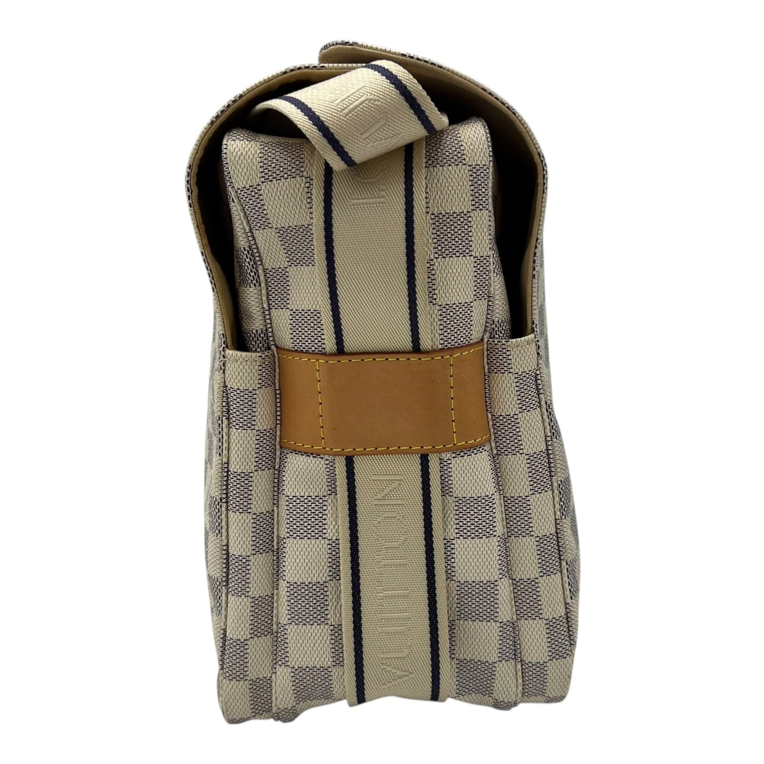 Louis Vuitton Naviglio Crossbody Bag Damier Azur in Coated Canvas, Enamel hardware_4