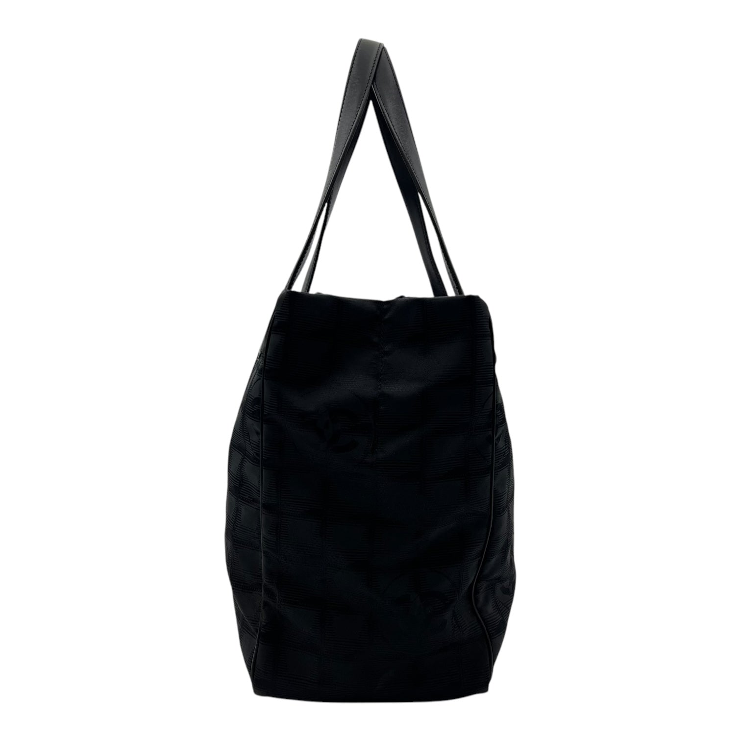Chanel Travel Line Tote Bag Black in Canvas, Silver hardware_4