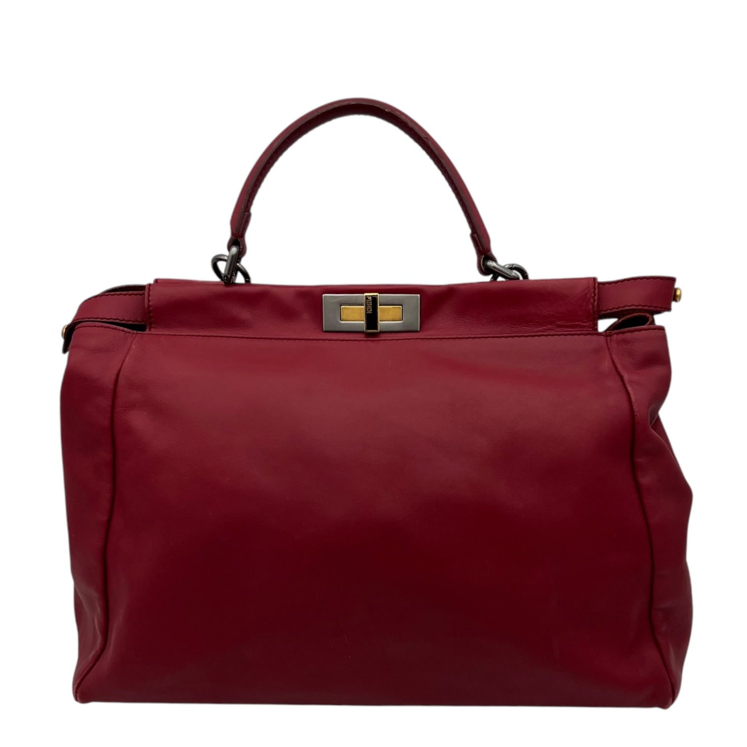 Fendi Peekaboo Top Handle Bag Red in Calfskin, Mixed hardware_2