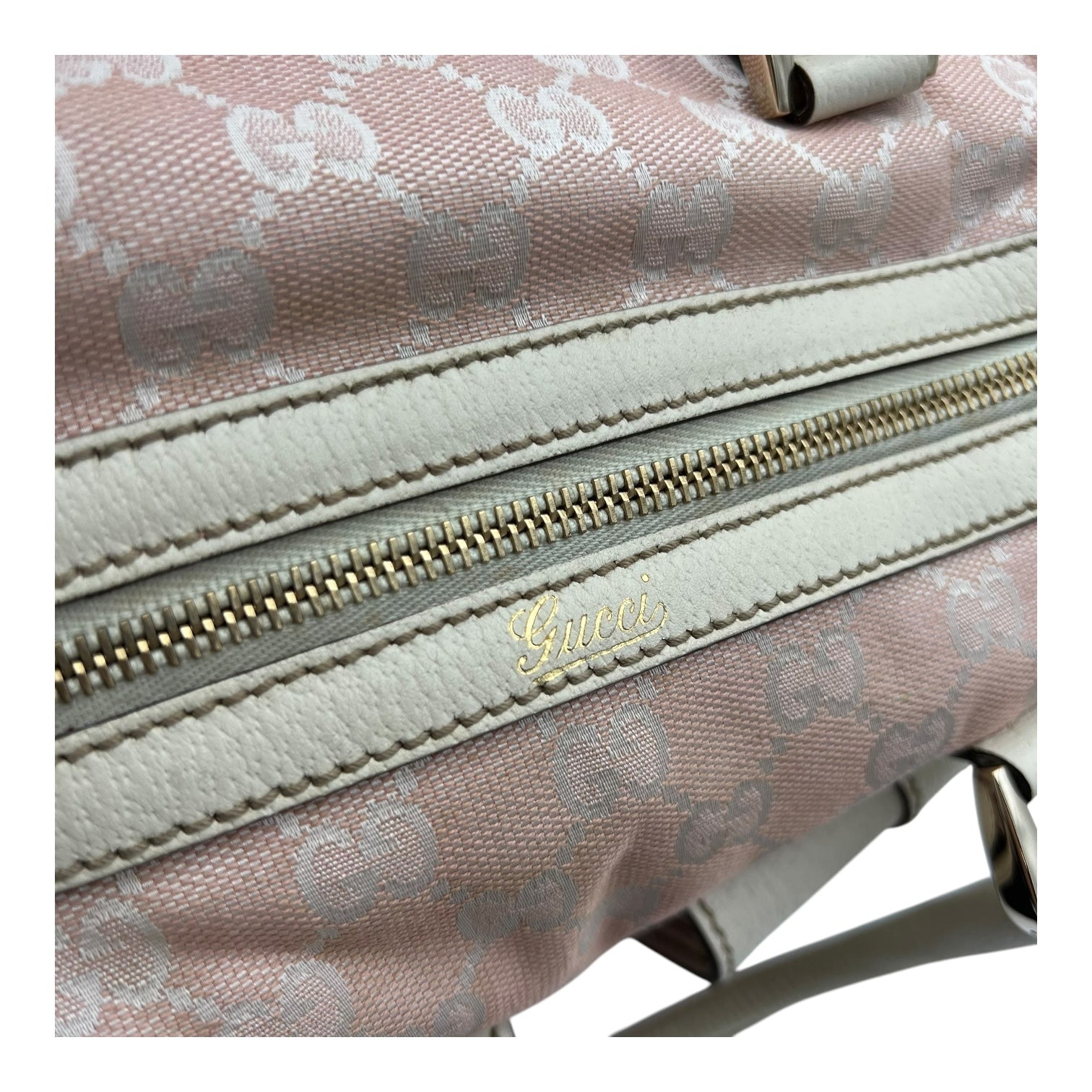 Gucci GG Top Handle Bag Pink in Canvas, Light Gold hardware_14