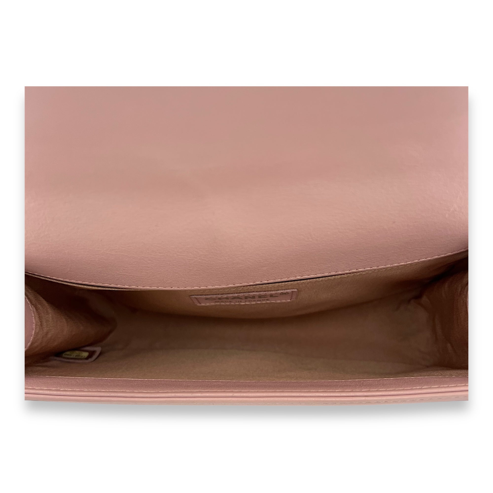 Chanel Boy Crossbody Bag Medium Pink in Calfskin, Silver hardware_6