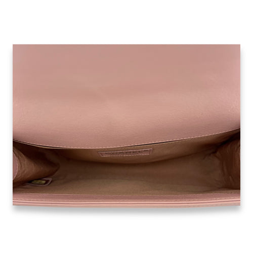 Chanel Boy Crossbody Bag Medium Pink in Calfskin, Silver hardware_6