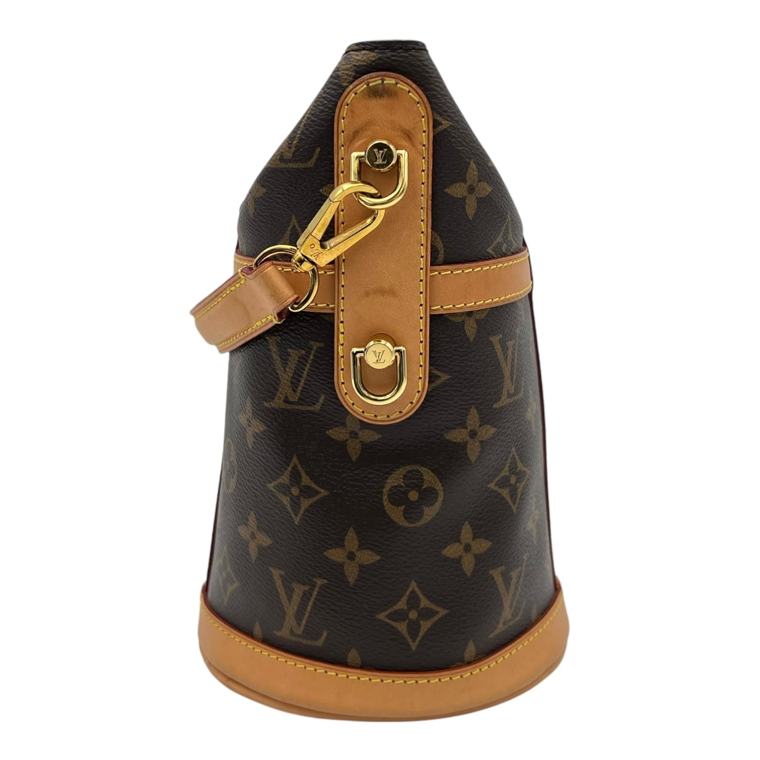 Louis Vuitton duffle Crossbody Bag Brown in Monogram Coated Canvas, Gold hardware_3