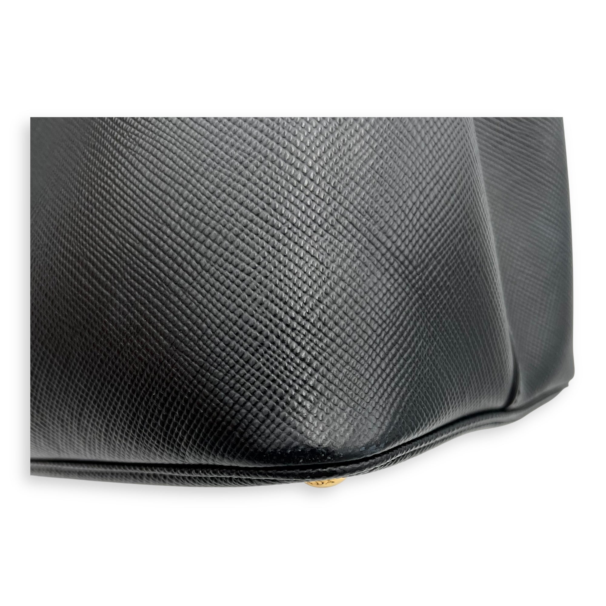 Prada Double Top Handle Bag Black in Saffiano Leather, Gold hardware_10