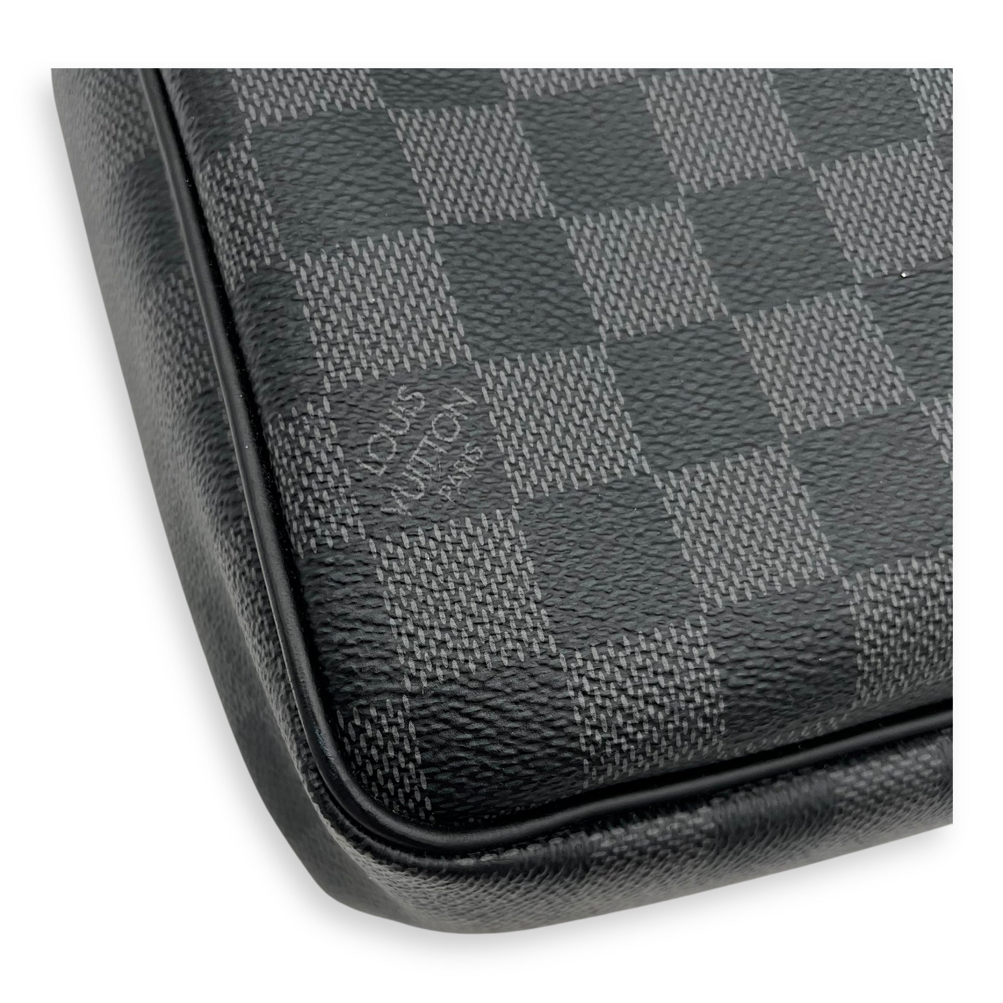Louis Vuitton Porte Document Top Handle Bag Graphite in Coated Canvas, Silver hardware_8