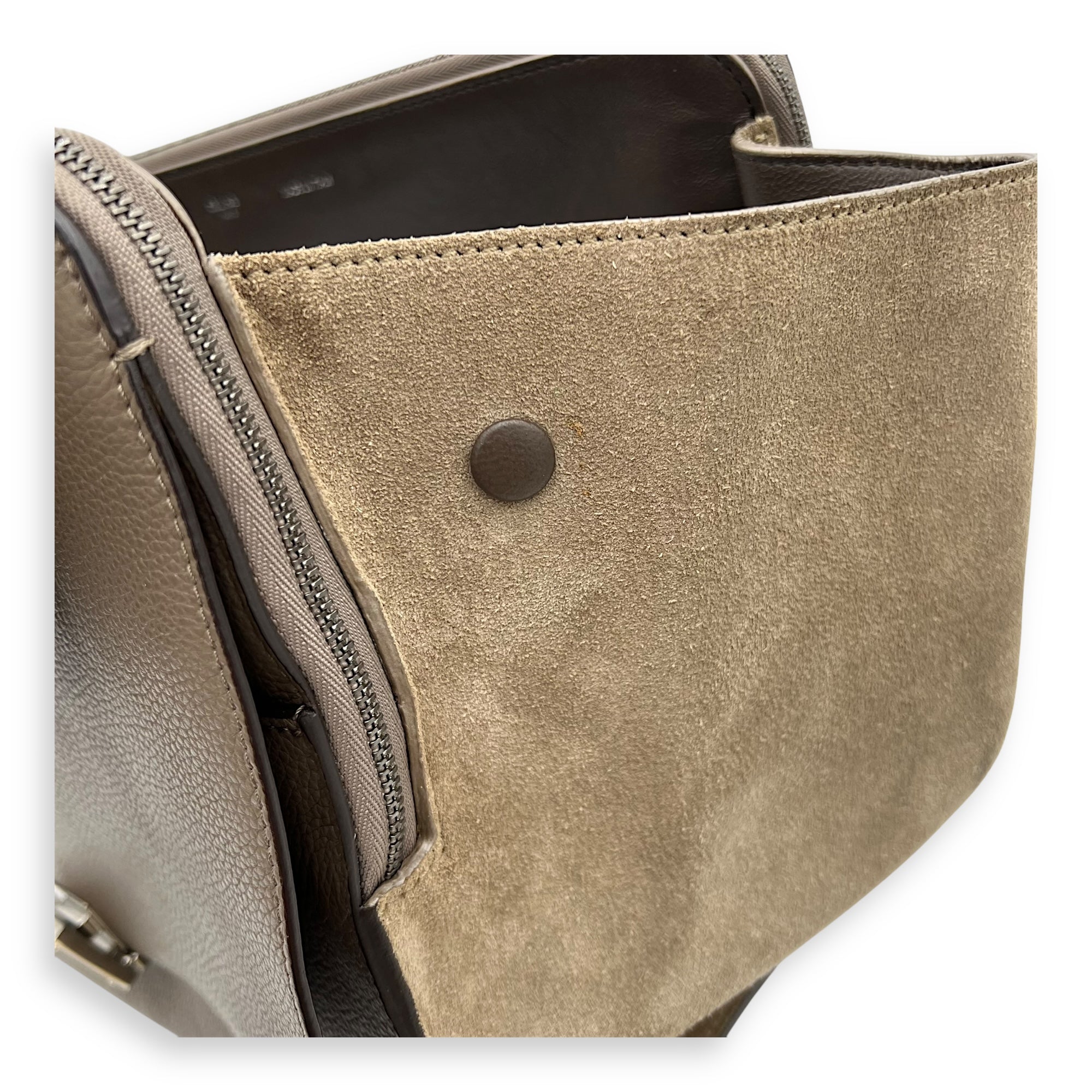 Celine Trapeze Top Handle Bag Brown in Calfskin, Silver hardware_8