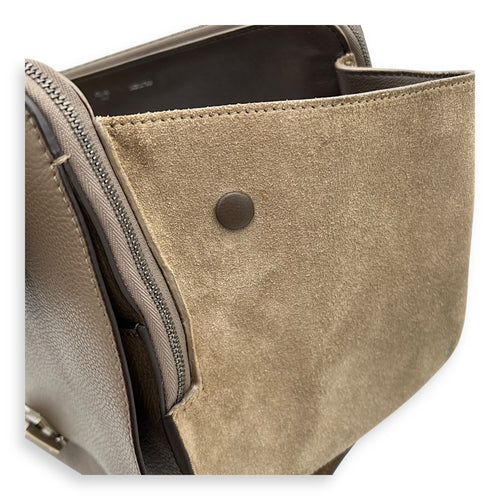 Celine Trapeze Top Handle Bag Brown in Calfskin, Silver hardware_8