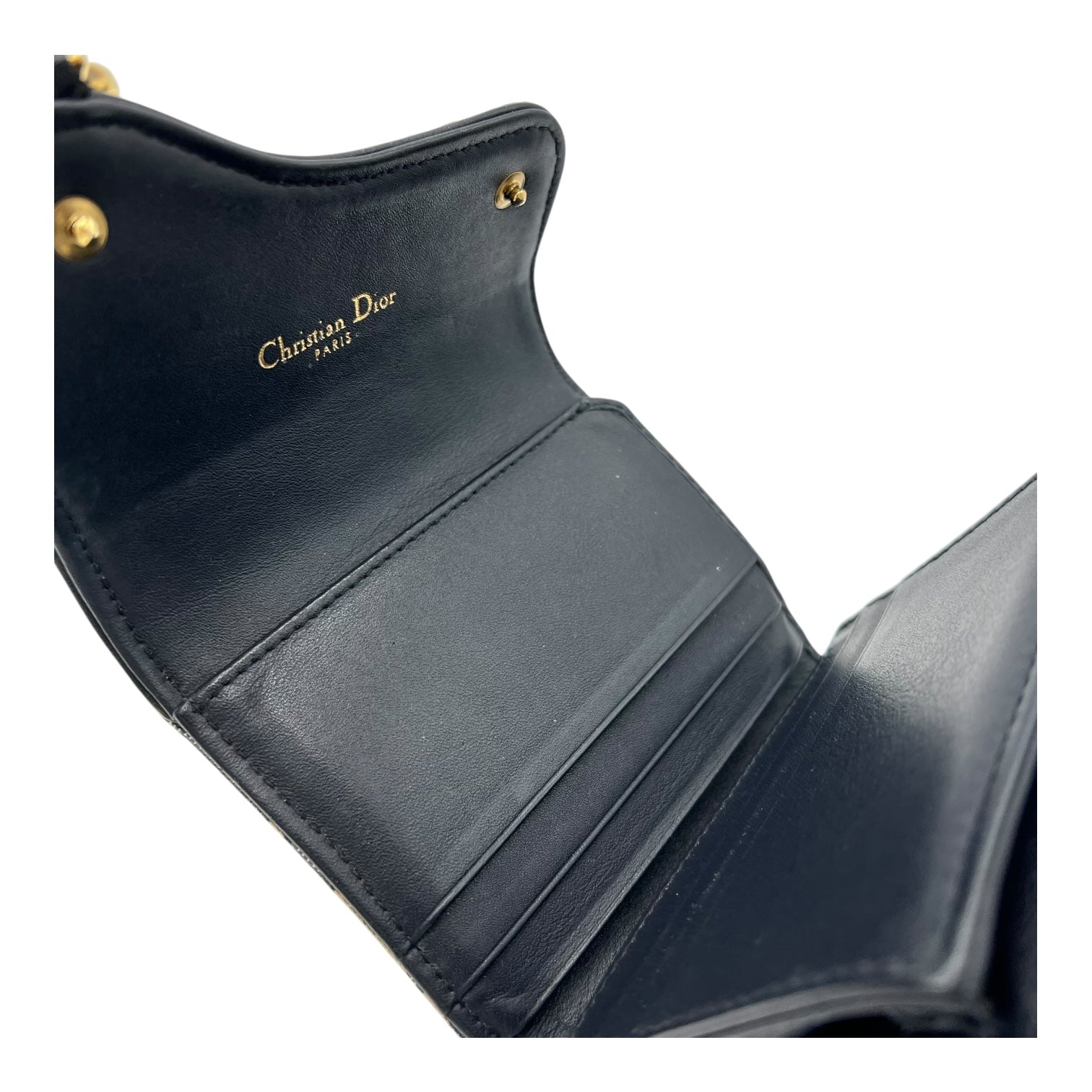 Christian Dior Saddle Wallet Blue in Jacquard, Gold hardware_6