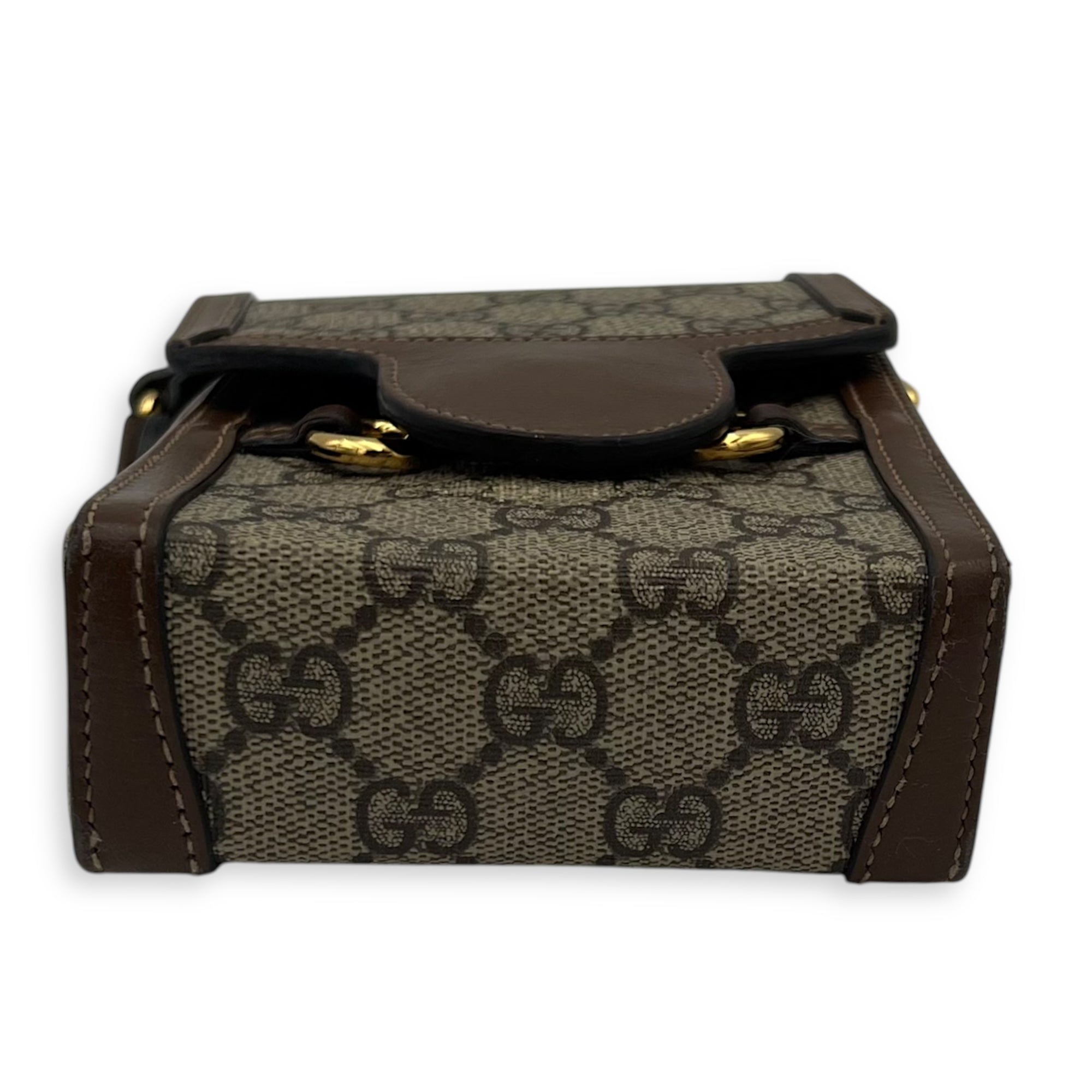 Gucci Horsebit 1955 Shoulder Bag Brown in Monogram Coated Canvas, Gold hardware_5