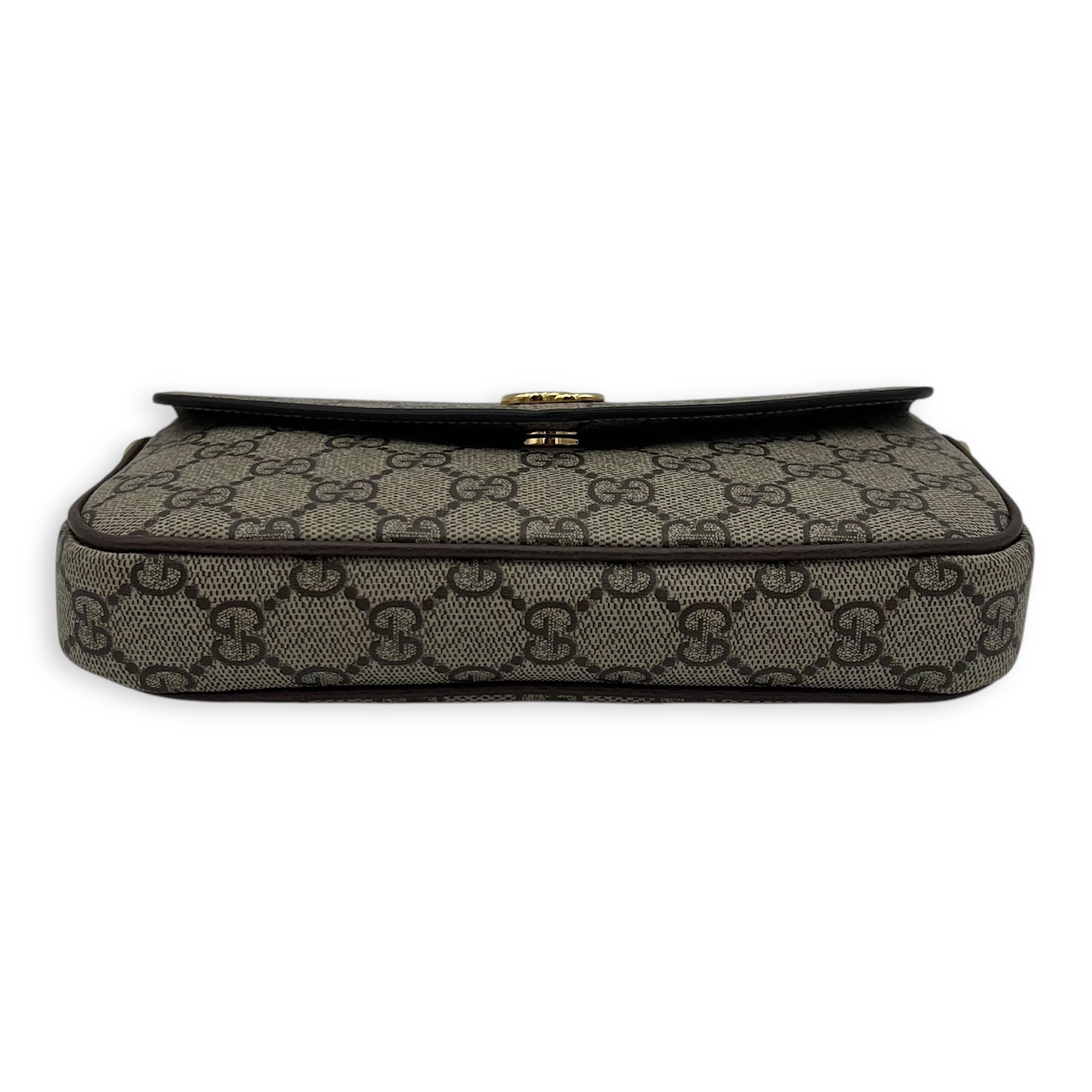 Gucci Ophidia Shoulder Bag Brown in Monogram Coated Canvas, Gold hardware_5