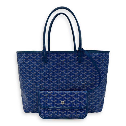 Goyard Saint Louis Tote Bag Blue in Coated Canvas, Silver hardware_9