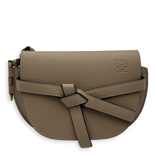 Loewe Gate Dual Beige Crossbody Bag in Calfskin, Gold hardware_1