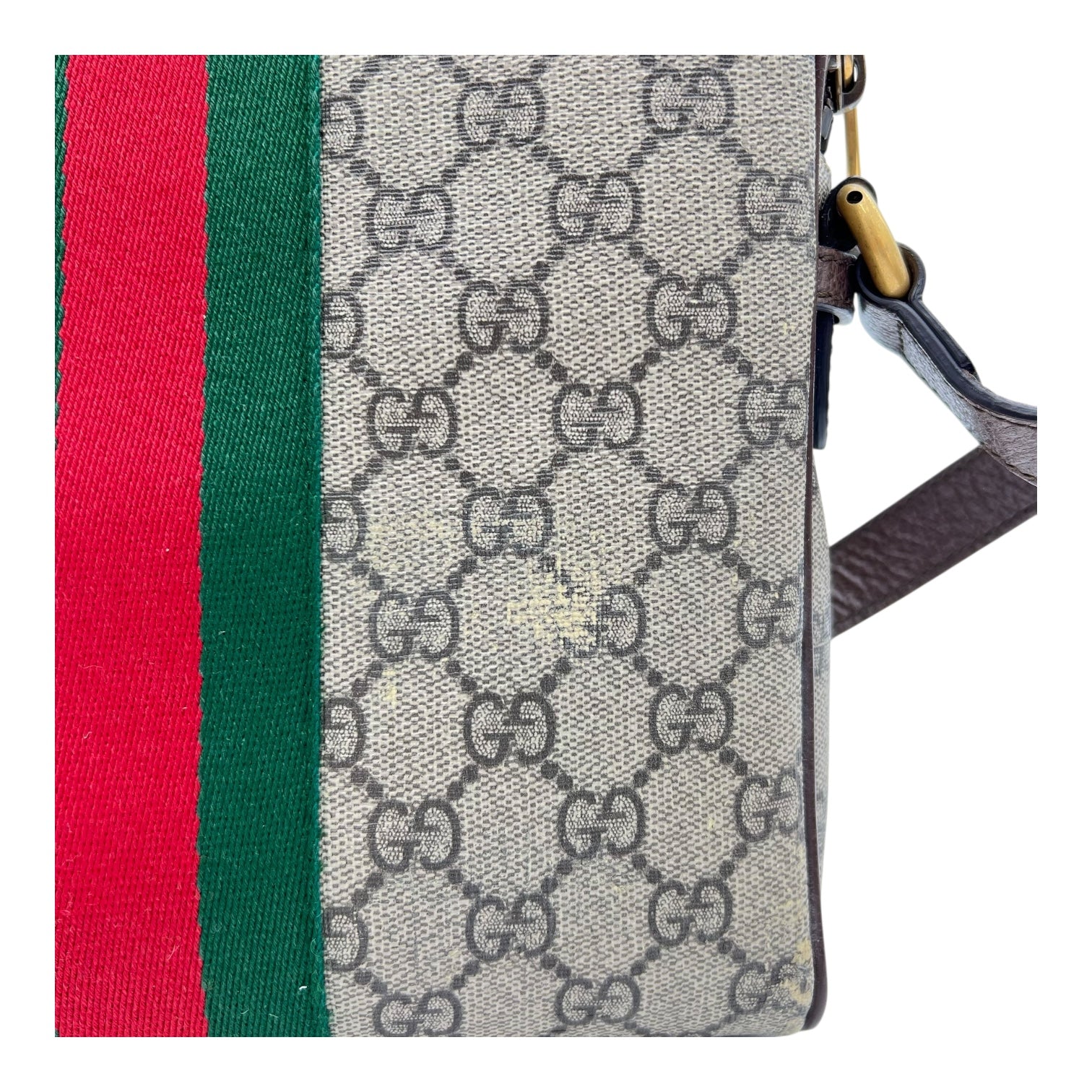 Gucci Ophidia Crossbody Bag Brown in Monogram Coated Canvas, Gold hardware_9