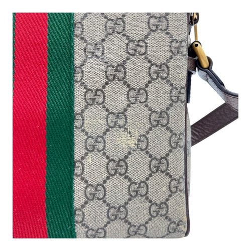 Gucci Ophidia Crossbody Bag Brown in Monogram Coated Canvas, Gold hardware_9