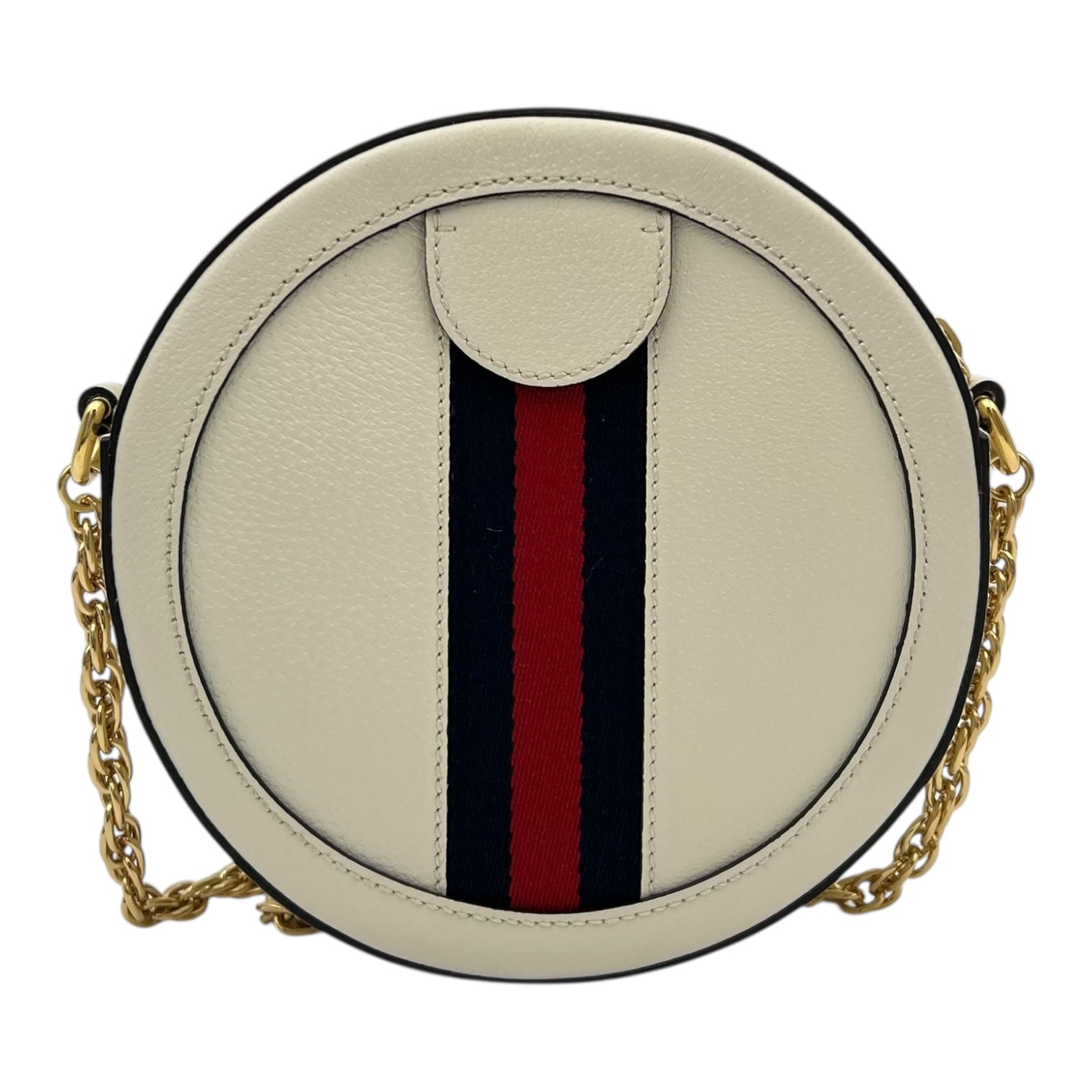 Gucci Ophidia Shoulder Bag Round White in Calfskin, Gold hardware_2