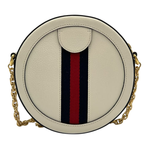 Gucci Ophidia Shoulder Bag Round White in Calfskin, Gold hardware_2