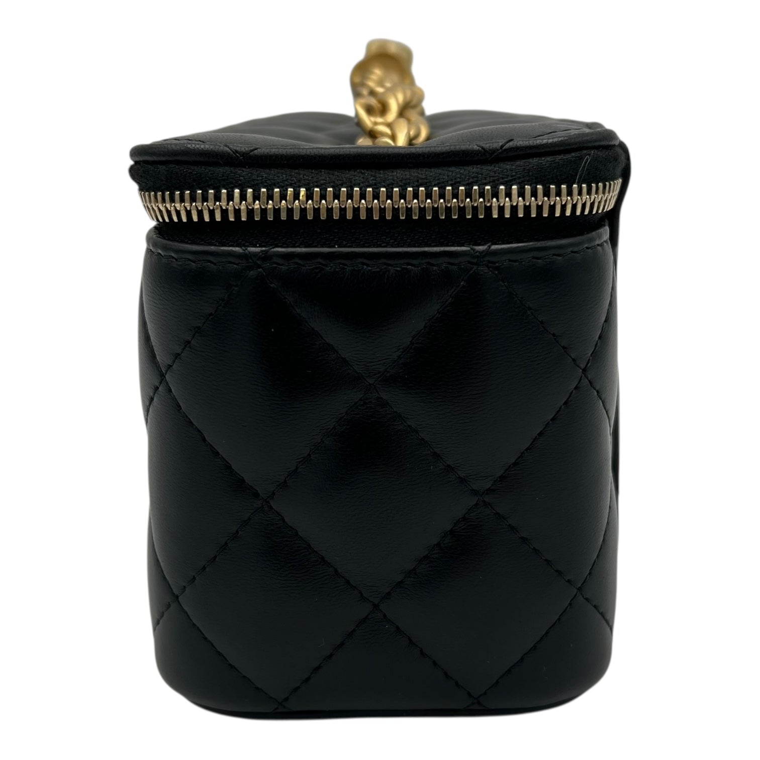 Chanel Pearl Crush Vanity Crossbody Bag Black in Lambskin, Gold hardware_3