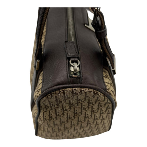 Christian Dior Trotteur Shoulder Bag Brown in Canvas, Silver hardware_12
