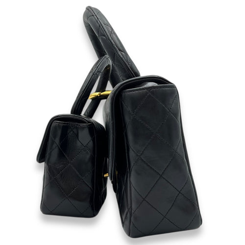 Chanel Parent Child Top Handle Bag Black in Lambskin, Gold hardware_4