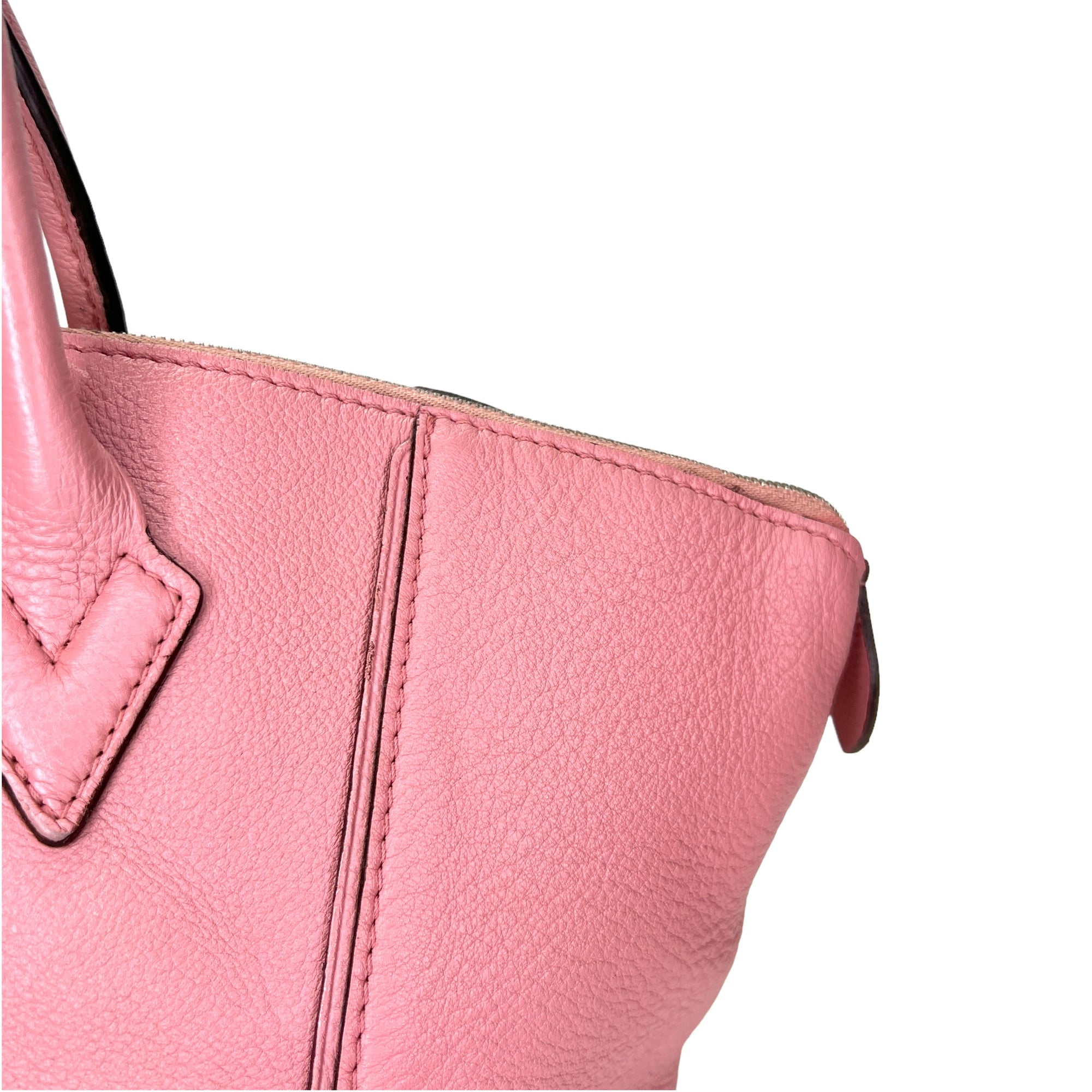 Soft Lockit PM Pink Top Handle Bag in Calfskin, Silver hardware