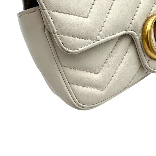 GG Marmont White Crossbody Bag in Calfskin, Gold hardware