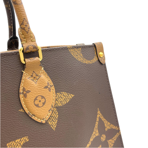 OnTheGo MM Brown Tote Bag in Monogram Coated Canvas, Gold hardware