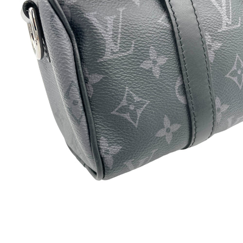 Keepall XS Grey Top Handle Bag in Monogram Coated Canvas, Silver hardware